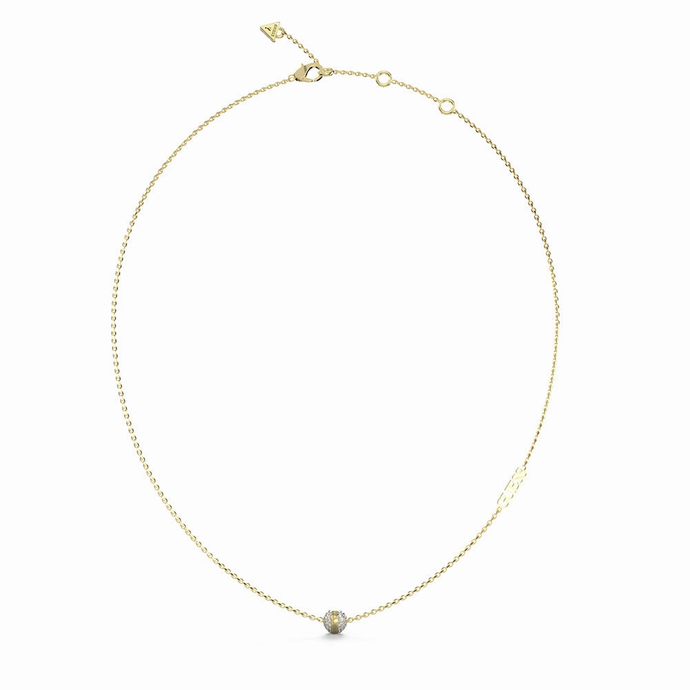 Guess Gold Plated Stainless Steel 7mm Crystal Bead Pendant On Chain