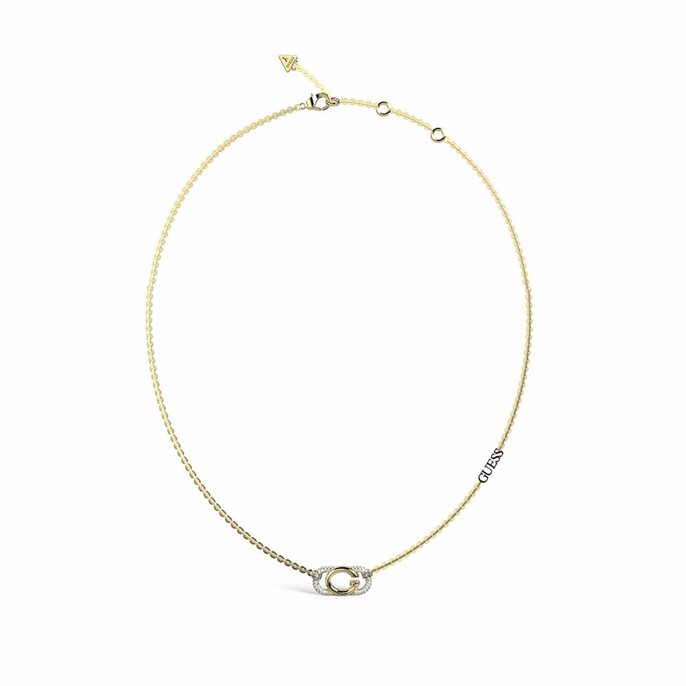 Guess Gold-Plated Stainless-Steel G Logo And Crystal Pendant on 16-18" Chain