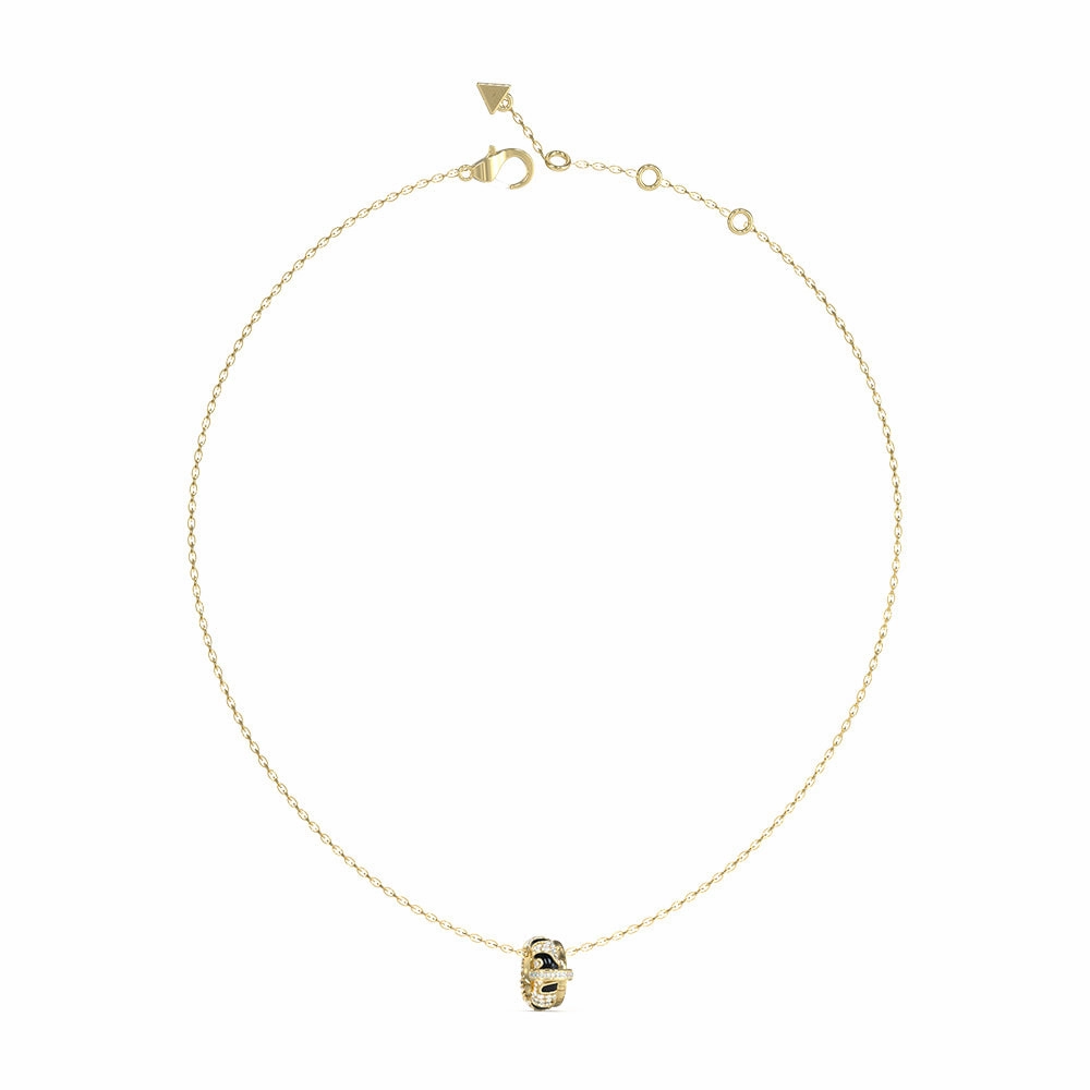 Guess Gold-Plated Stainless-Steel Jungle Circle Enamel Pendant On 16-18" Chain