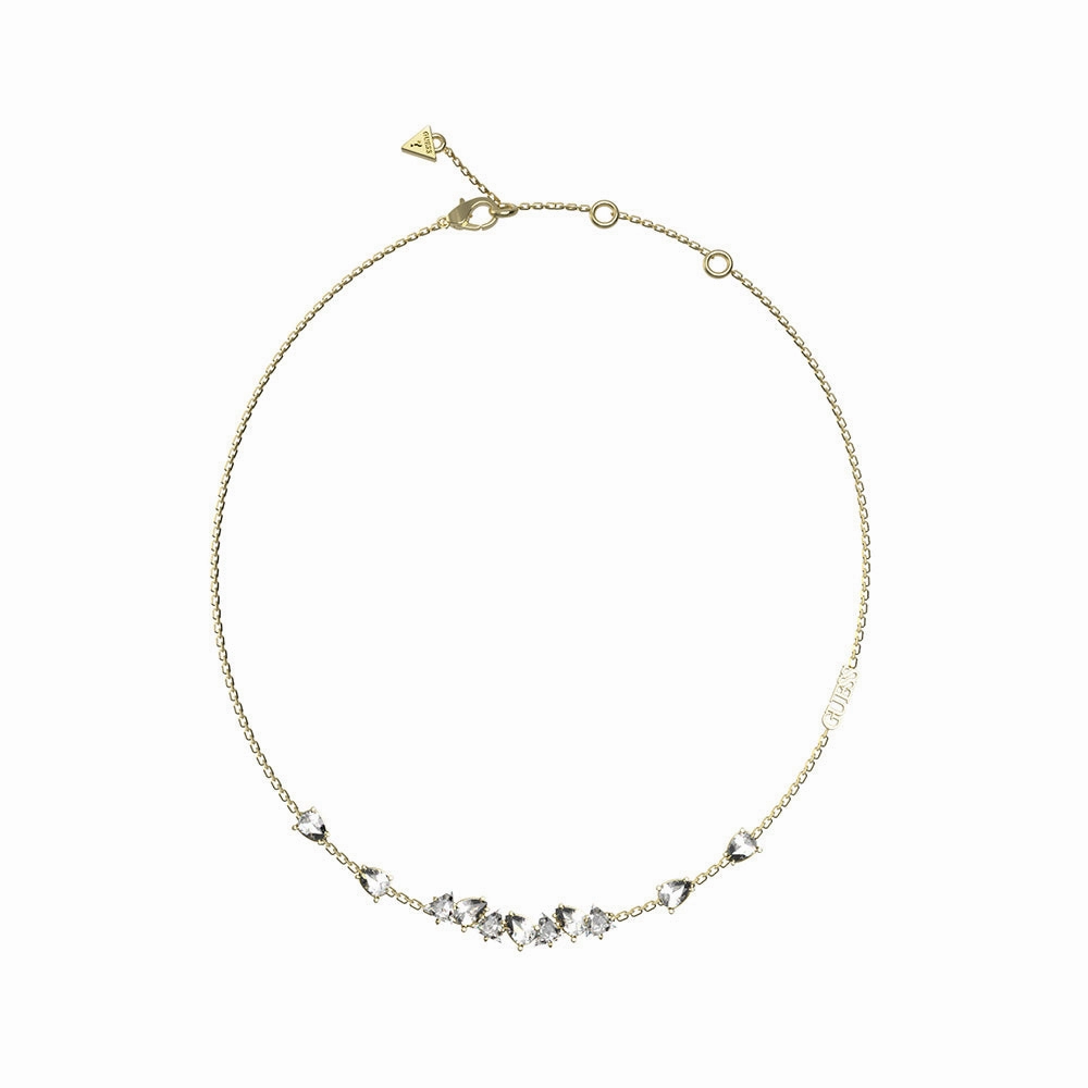 Guess Gold Plated Stainless Steel Multi Crystal 16-18" Chain