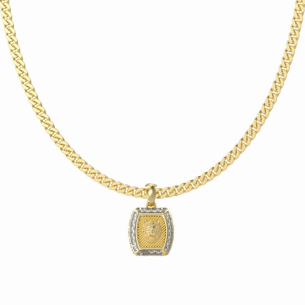Guess Men's Jewellery Gold Plated Stainless Steel 15.5mm Lion Charm Pendant On 21" Chain