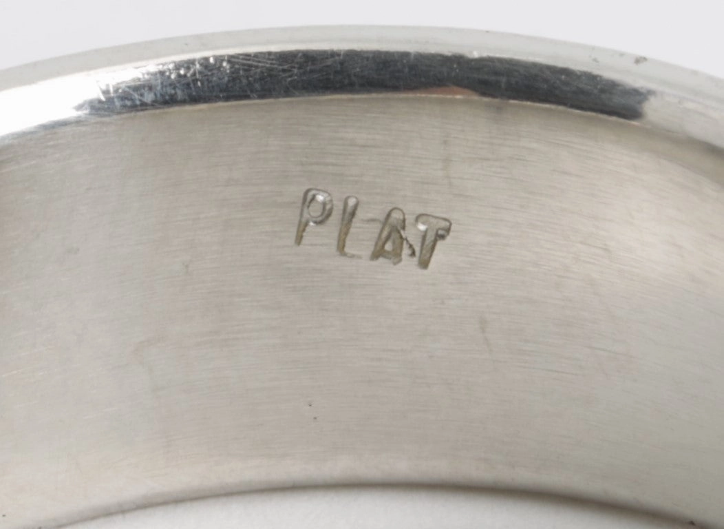 Hand Hammered 950 Patinum Milgrain Wedding Band Size 9 (13.70g.)