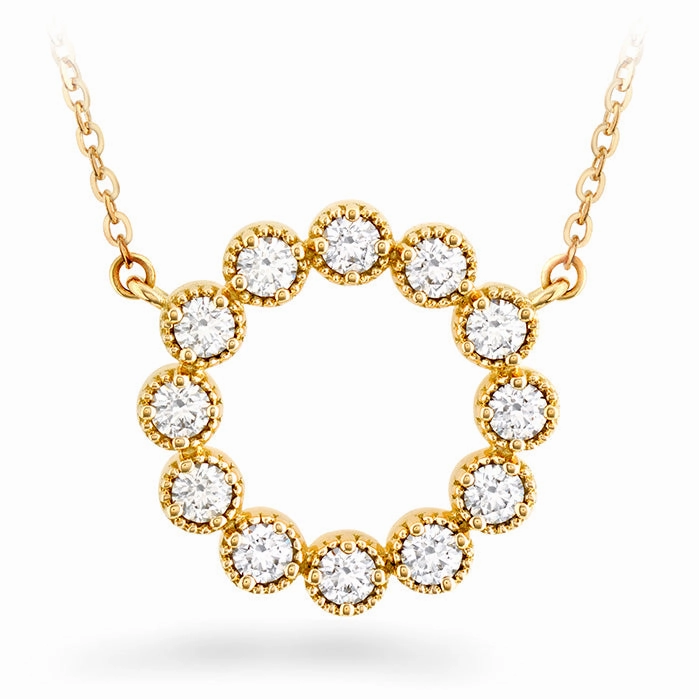 Hearts On Fire Liliana Milgrain Circle Diamond Pendant Necklace