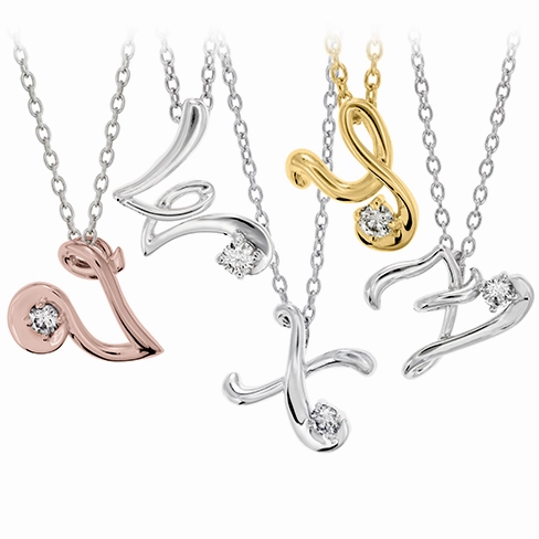 Hearts On Fire Script Initial Pendant Necklaces