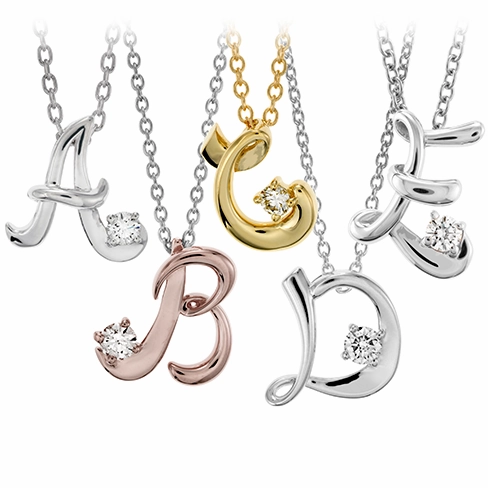 Hearts On Fire Script Initial Pendant Necklaces
