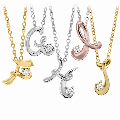 Hearts On Fire Script Initial Pendant Necklaces