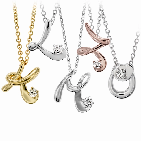 Hearts On Fire Script Initial Pendant Necklaces