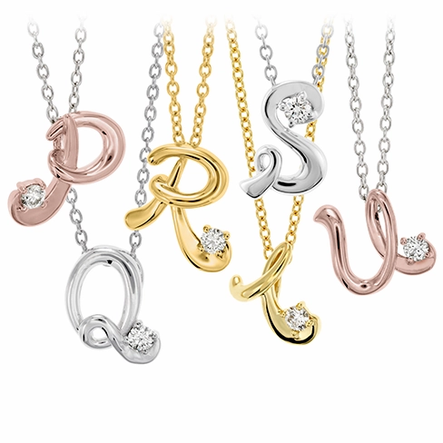 Hearts On Fire Script Initial Pendant Necklaces