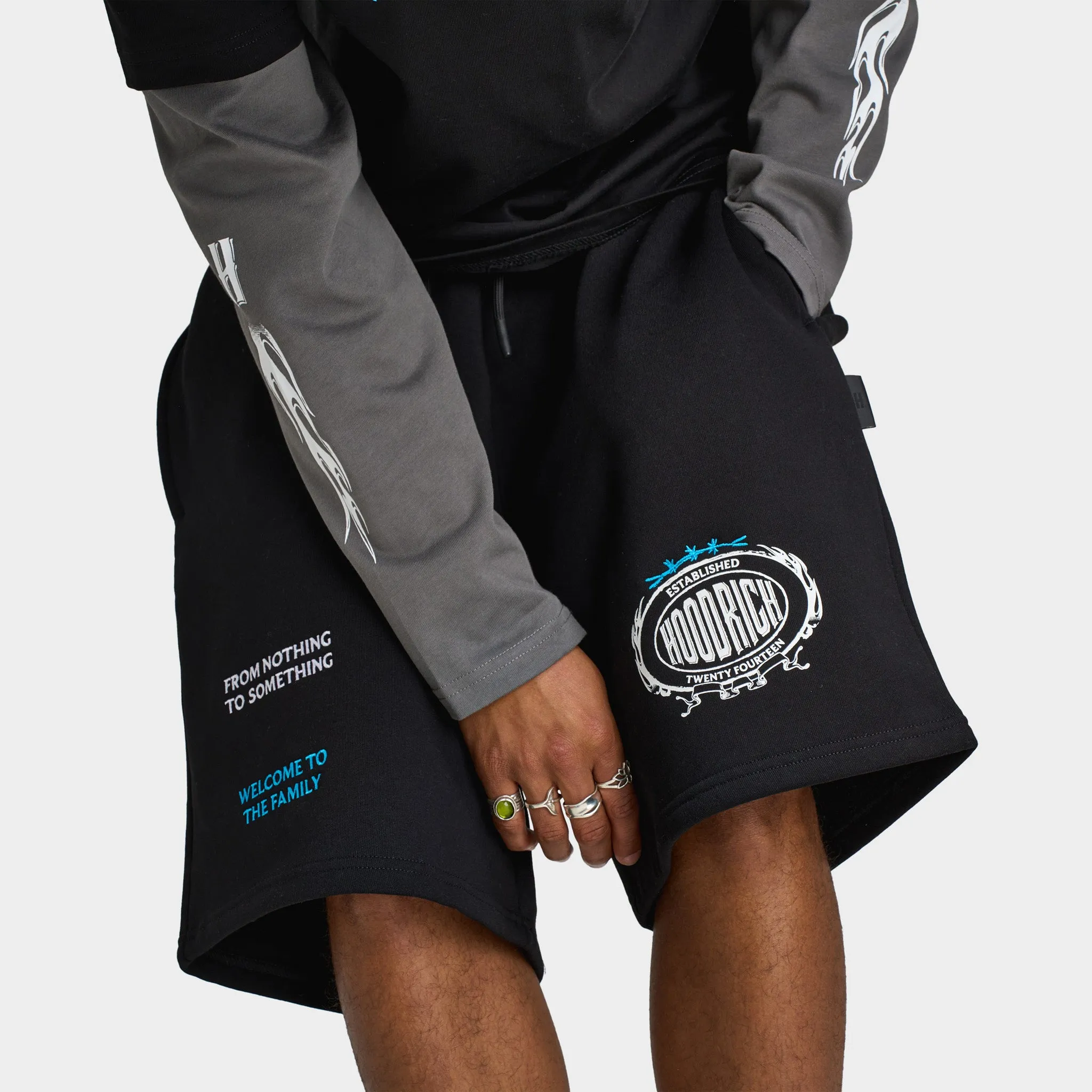 Hoodrich Hoodrich Noir V2 Oversized Shorts Black / White - Aquarius