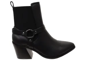 Hush Puppies Vala Harness Womens Leather Mid Heel Ankle Boots Hush Puppies Shoes