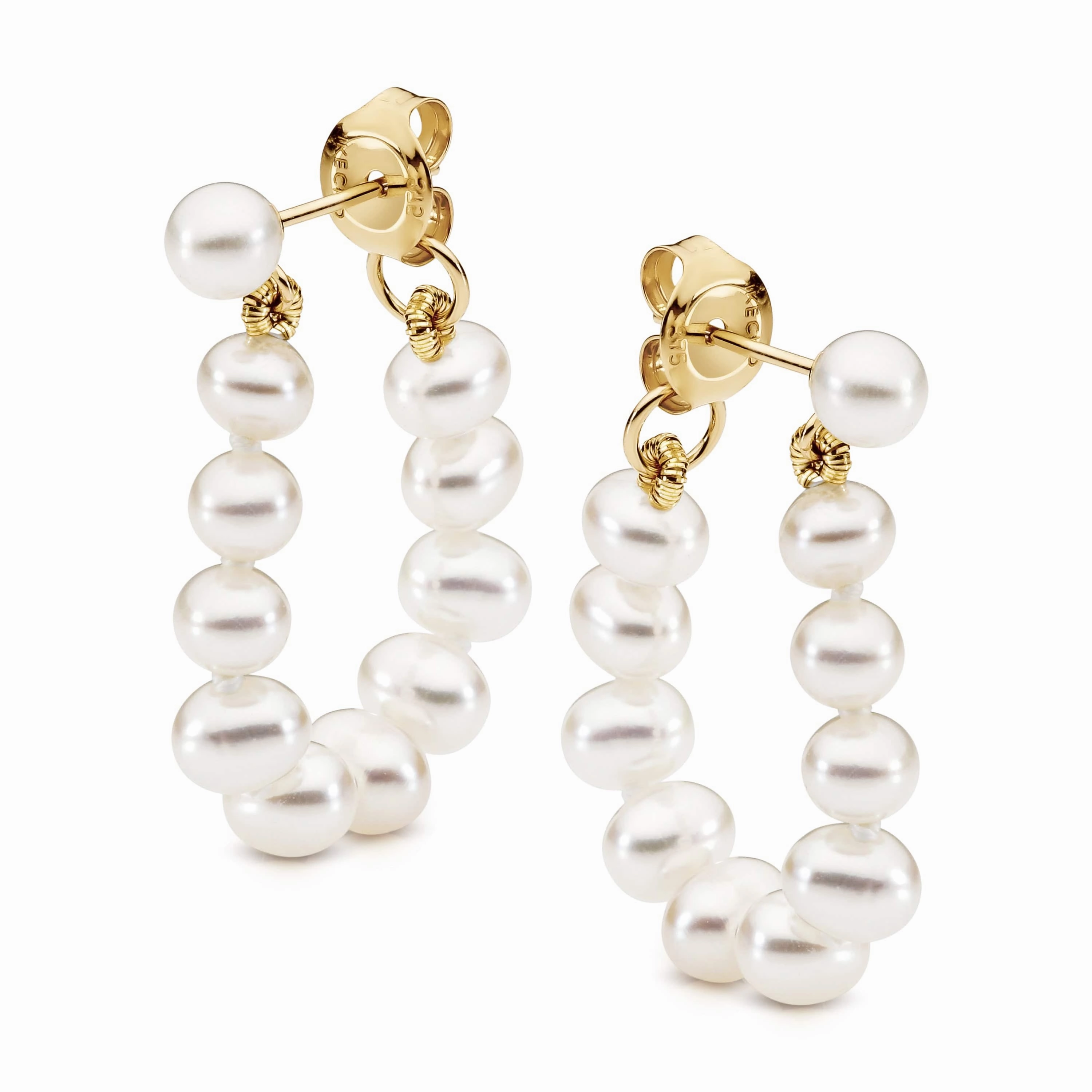 Ikecho White Round Freshwater String Earrings