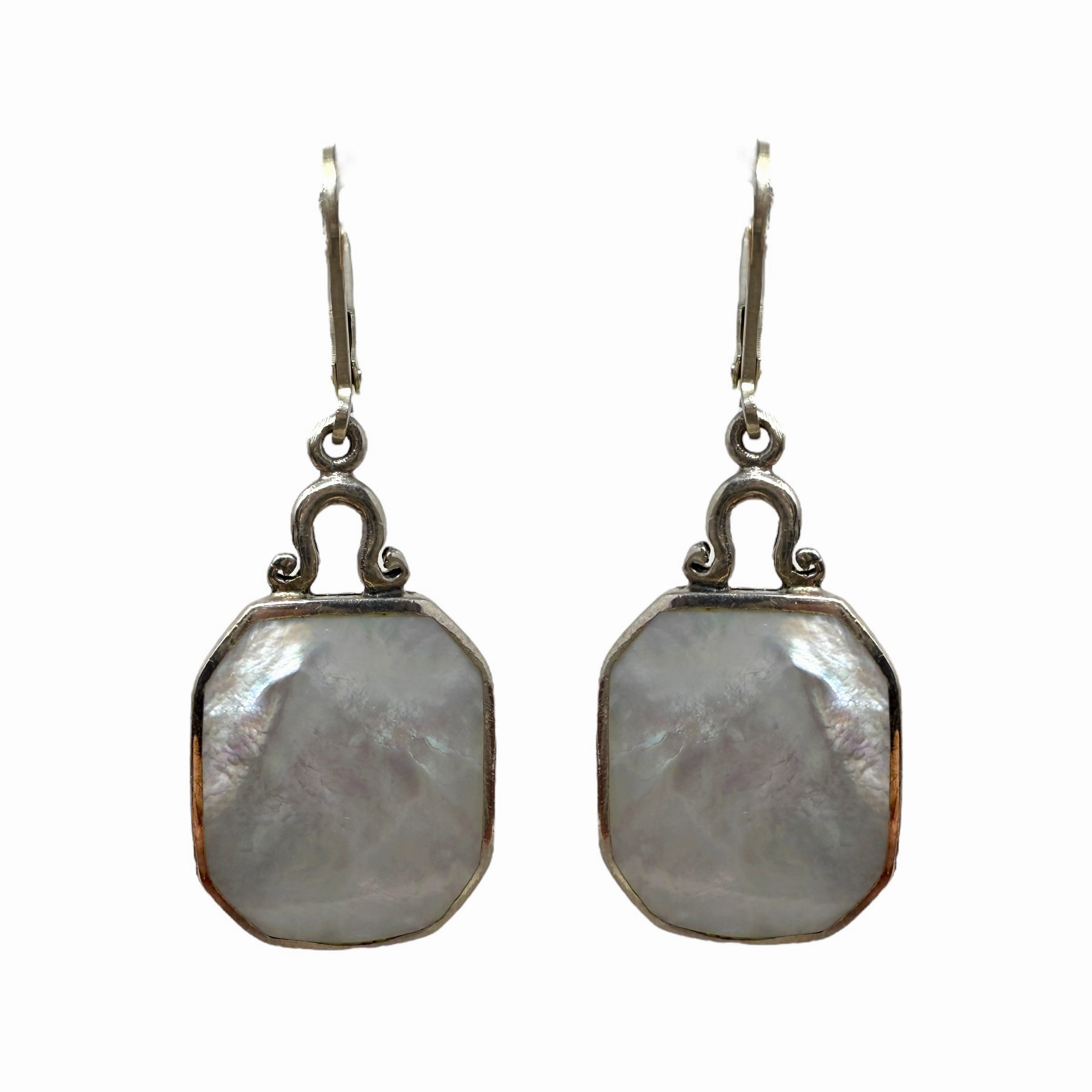 Leverback Sterling Silver & Mother Of Pearl Drop Earrings By Unbranded