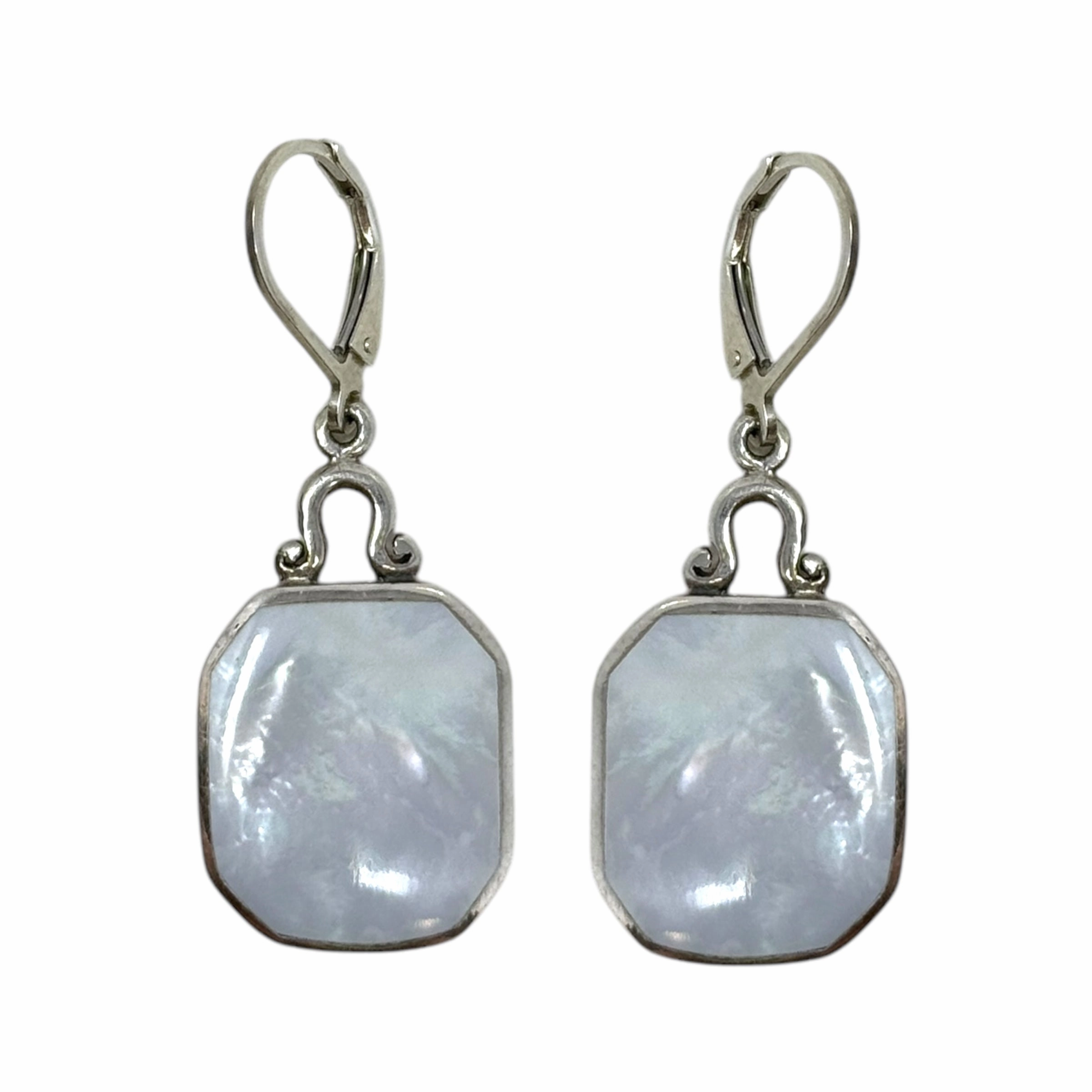 Leverback Sterling Silver & Mother Of Pearl Drop Earrings By Unbranded
