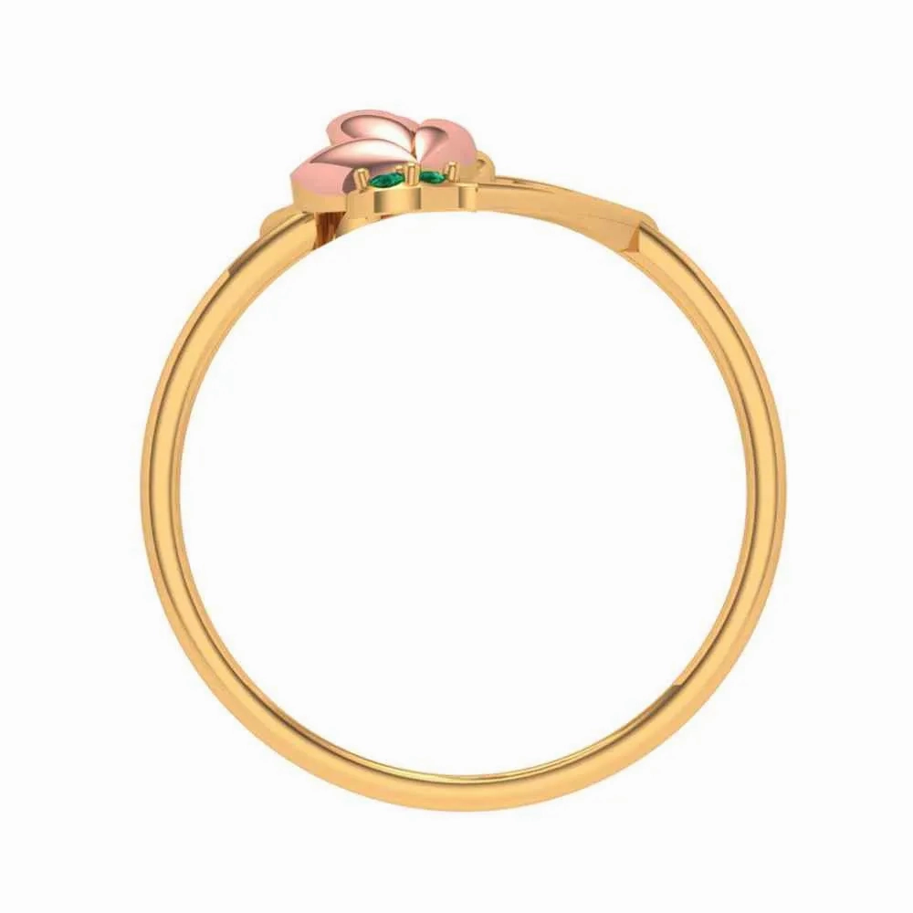 Lotus Motif Heart-shaped Ring