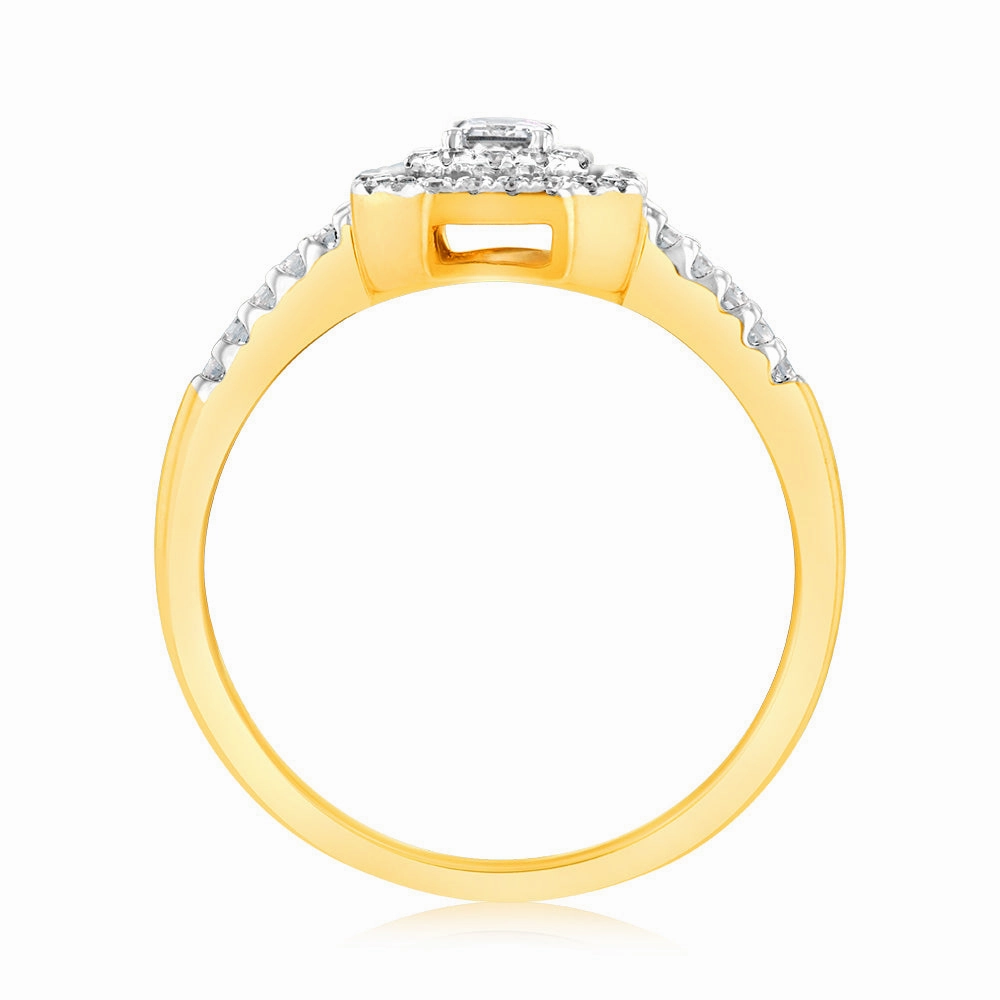 Luminesce Lab Grown 0.35 Carat Diamond Emerald Shaped Ring in 9ct Yellow Gold