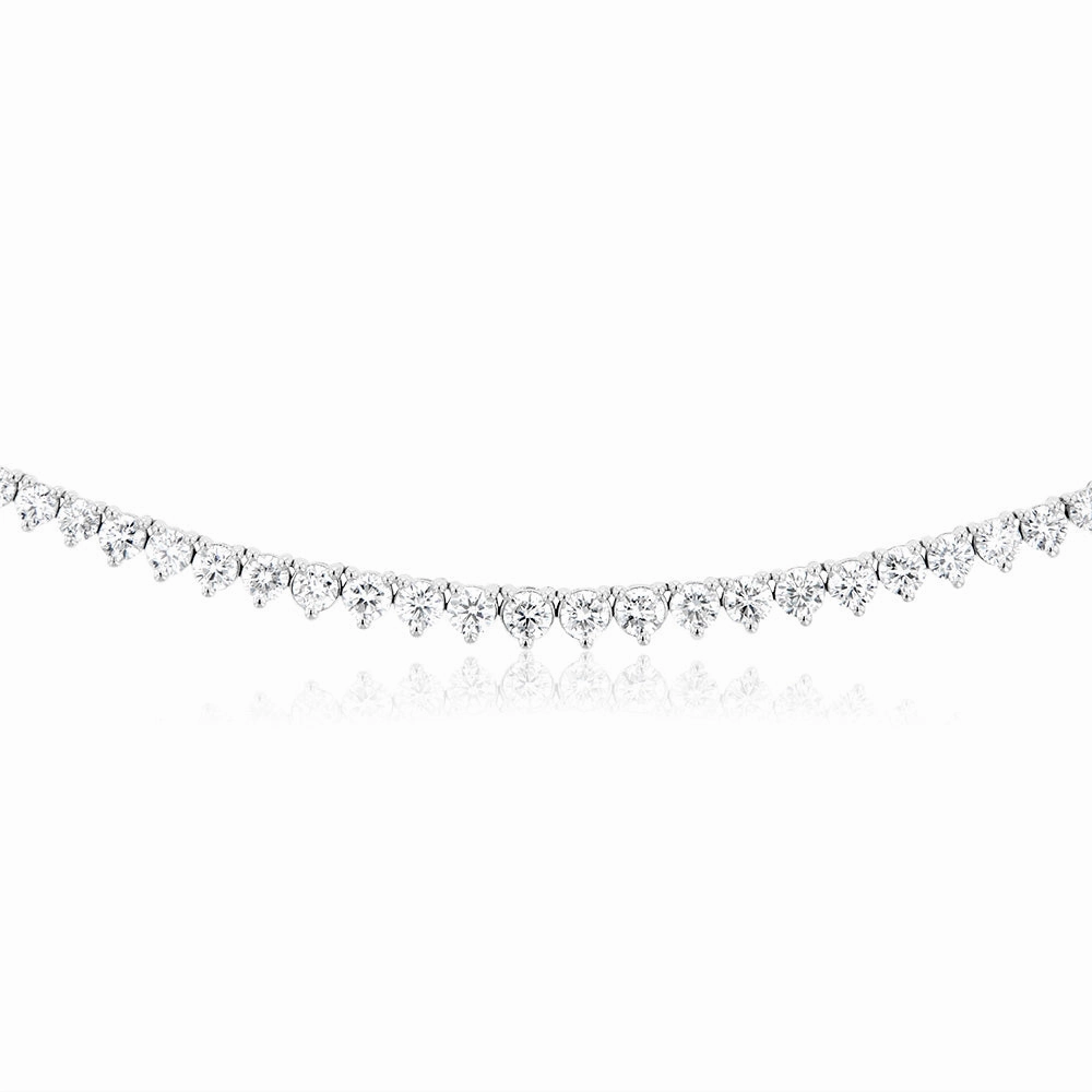 Luminesce Lab Grown 10ct White Gold Tennis Necklace in 5 Carat Diamond