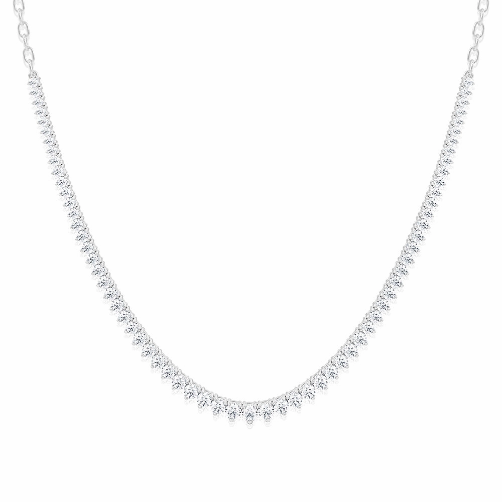 Luminesce Lab Grown 10ct White Gold Tennis Necklace in 5 Carat Diamond