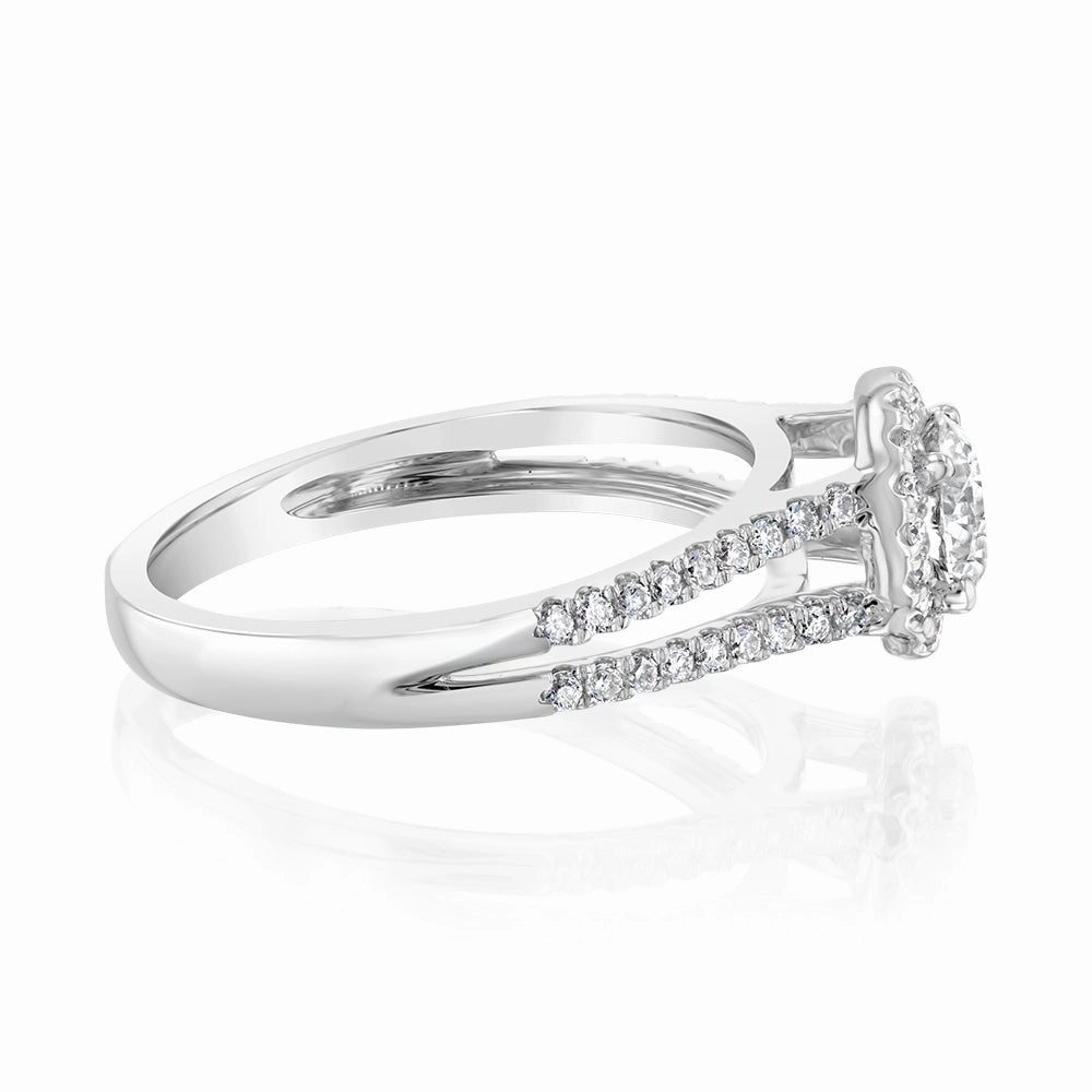 Luminesce Lab Grown 14ct White Gold 1 Carat Diamond Split Shank Ring
