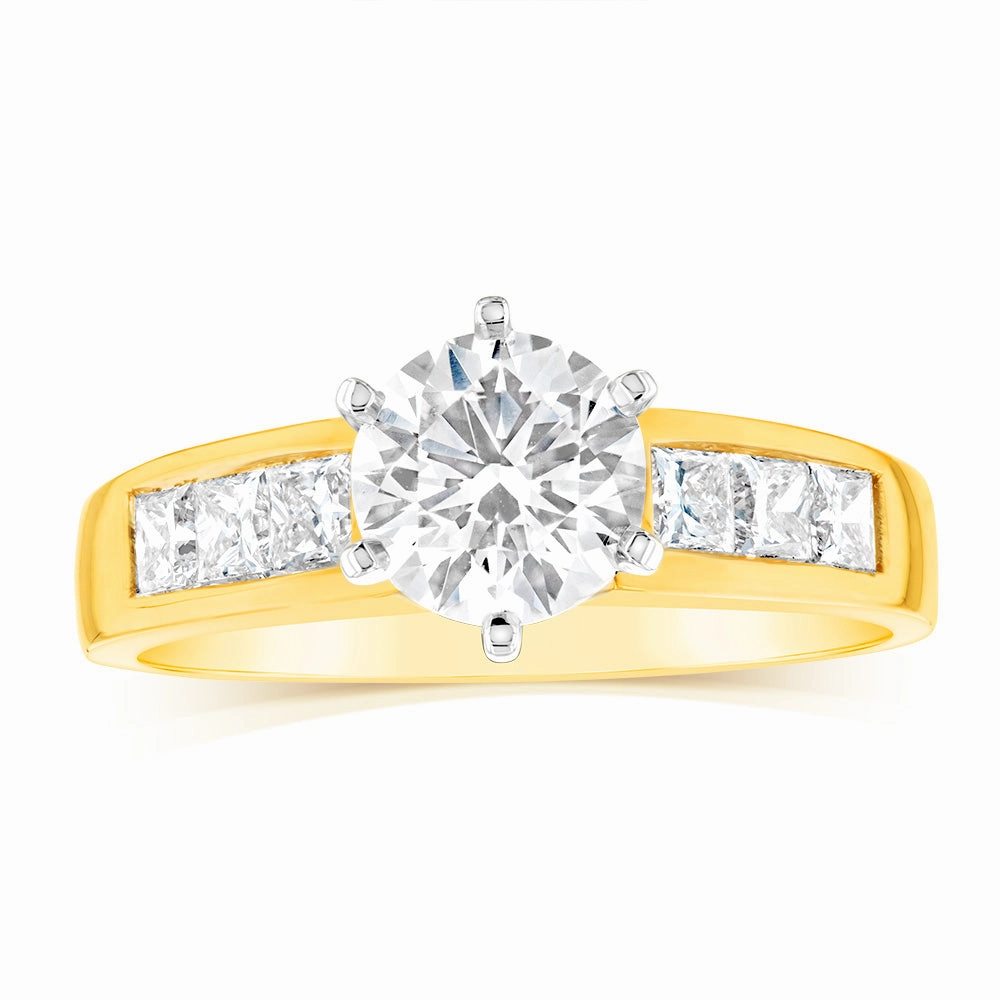 Luminesce Lab Grown 18ct Yellow Gold 1.5 Carat TW 1 Carat Centre Diamond Ring