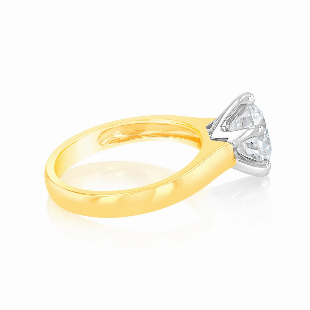Luminesce Lab Grown 18ct Yellow Gold 2 Carats Certified Diamond Solitaire Ring