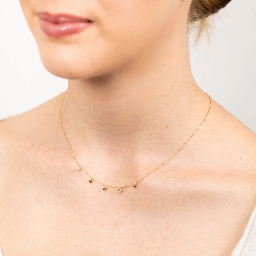 Luminesce Lab Grown 1/10 Carat Diamond Adjustable Chain Necklace in 9ct Yellow Gold