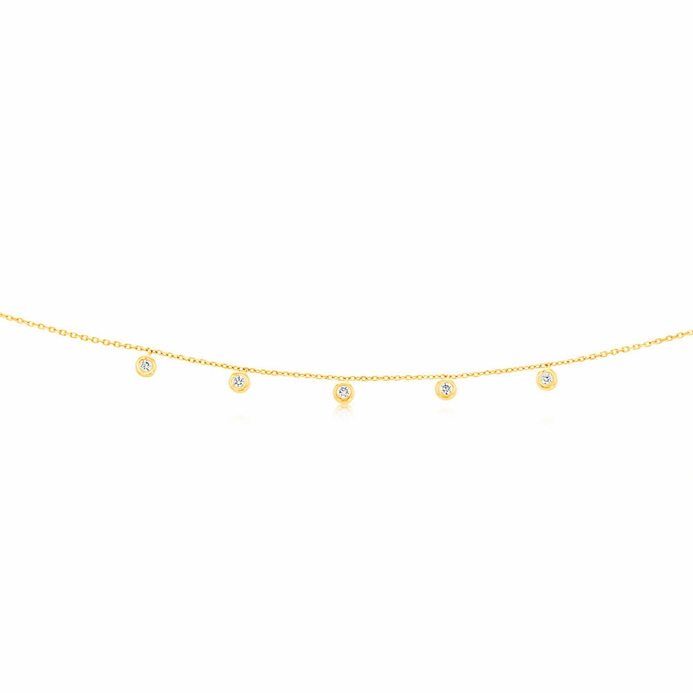 Luminesce Lab Grown 1/10 Carat Diamond Adjustable Chain Necklace in 9ct Yellow Gold