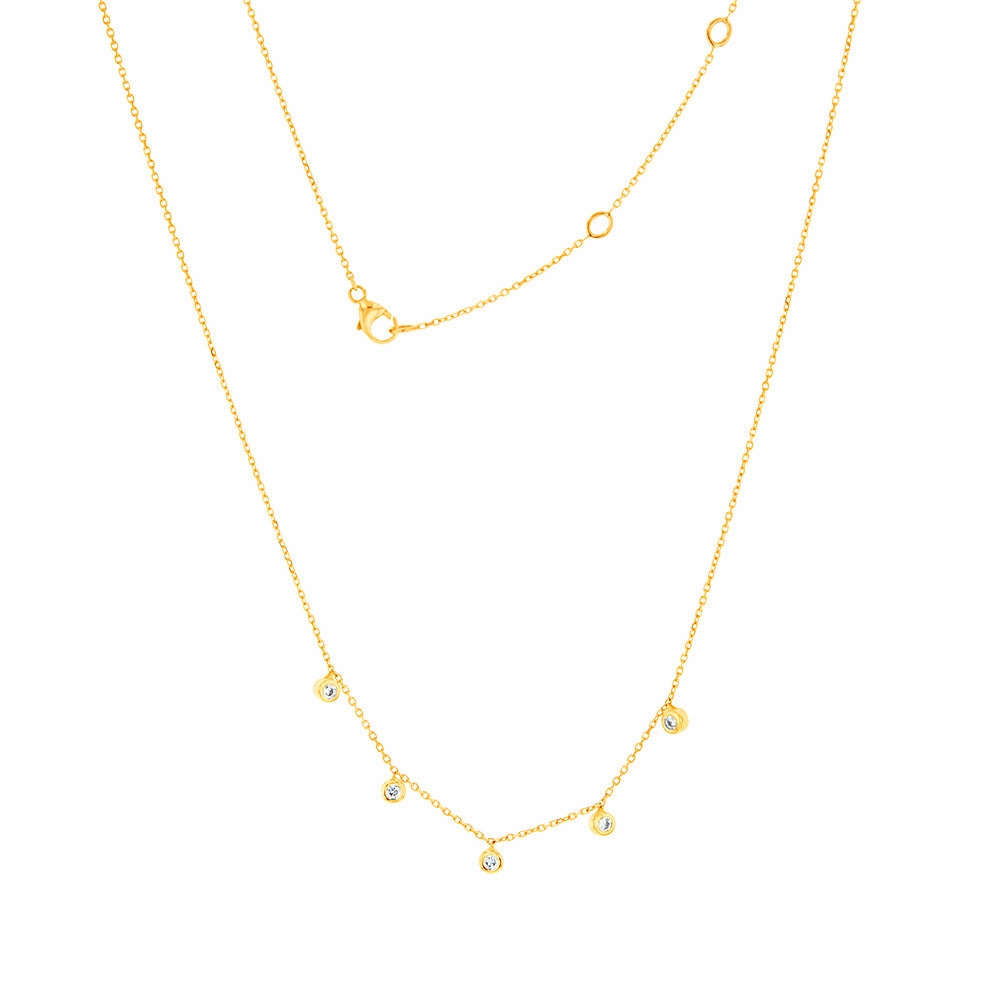 Luminesce Lab Grown 1/10 Carat Diamond Adjustable Chain Necklace in 9ct Yellow Gold