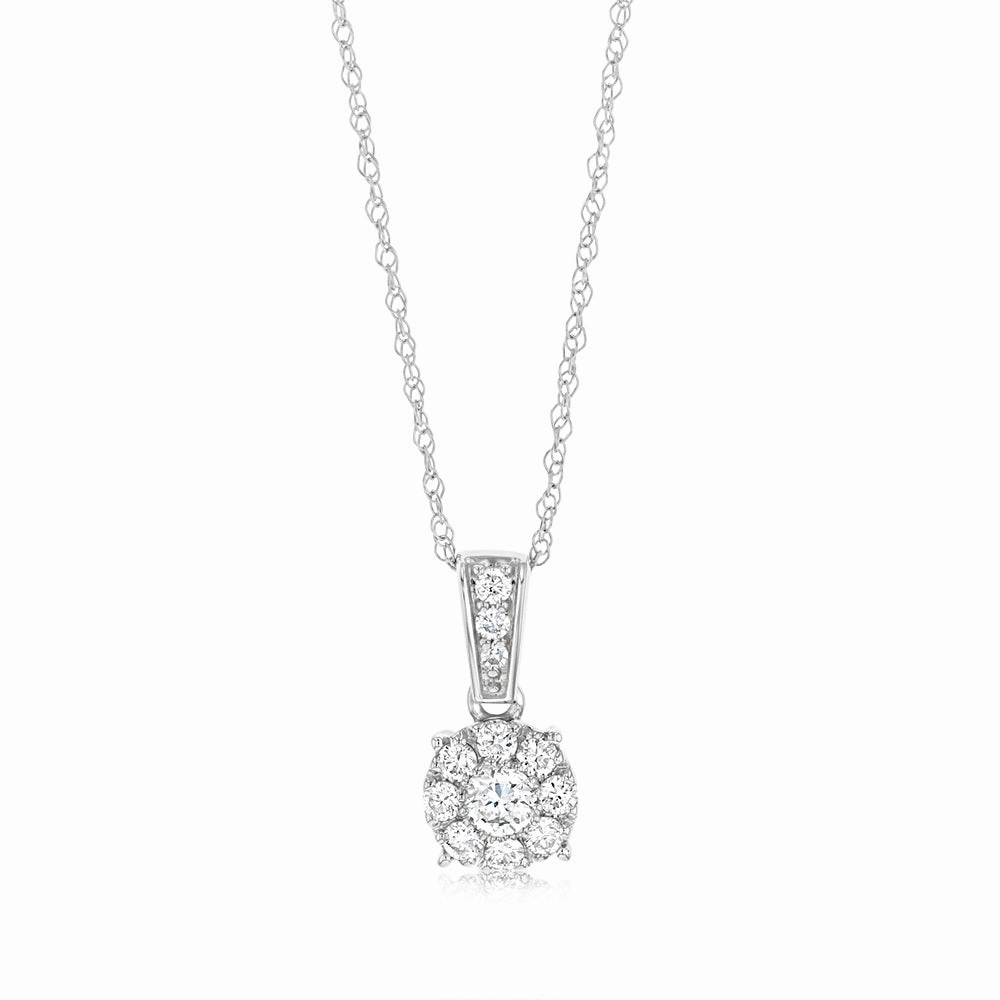 Luminesce Lab Grown 1/4 Carat Diamond Pendant in 9ct White Gold With adjustable Chain