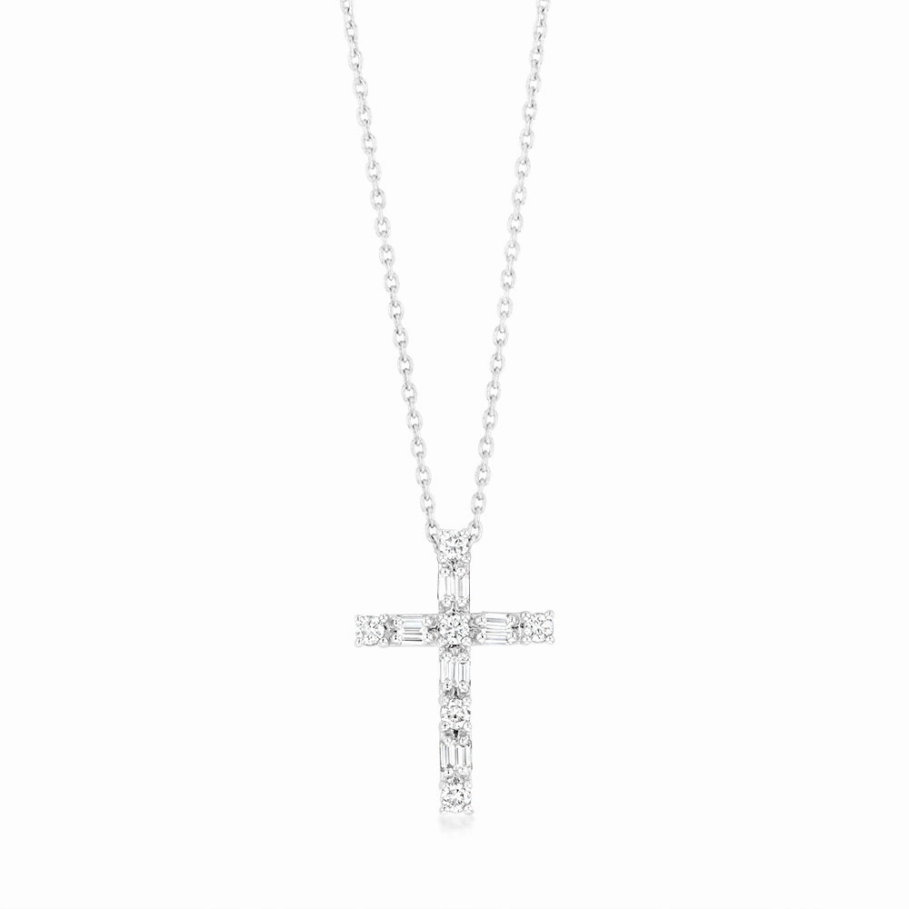 Luminesce Lab Grown 1/5 Carat Cross Pendant 9ct White Gold