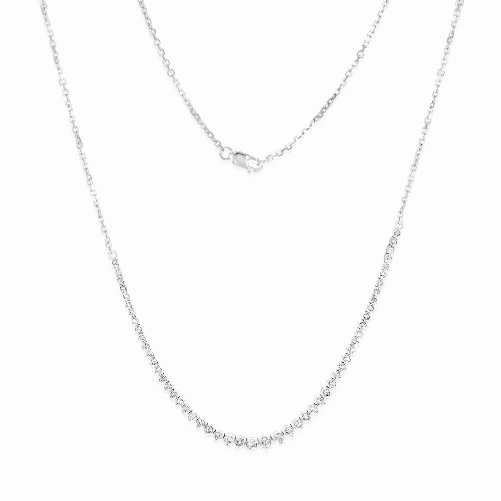 Luminesce Lab Grown 1 Carat Diamond Cable Chain Necklace in 9ct White Gold