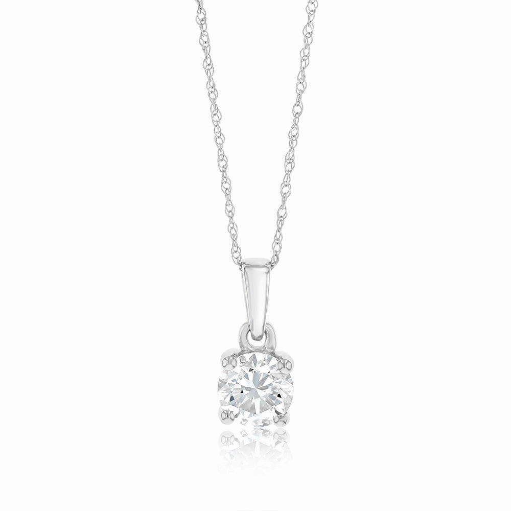 Luminesce Lab Grown 1 Carat Diamond Solitaire Pendant on 9ct White Gold Adjustable Chain