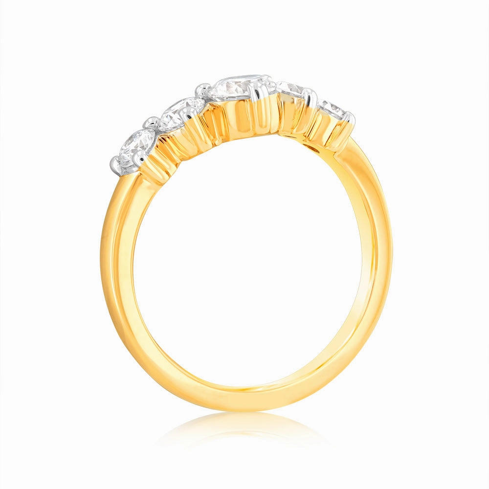 Luminesce Lab Grown 1 Carat Eternity Curve Diamond Ring in 18ct Yellow Gold