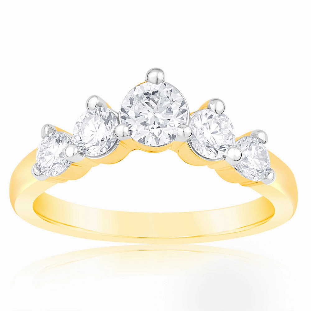 Luminesce Lab Grown 1 Carat Eternity Curve Diamond Ring in 18ct Yellow Gold