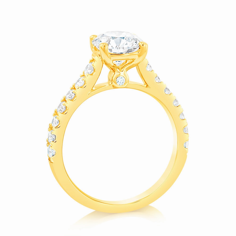 Luminesce Lab Grown  2 Carat Diamond Engagement Ring with 1.5 Carat Certified Centre Diamond in 18ct Yellow Gold