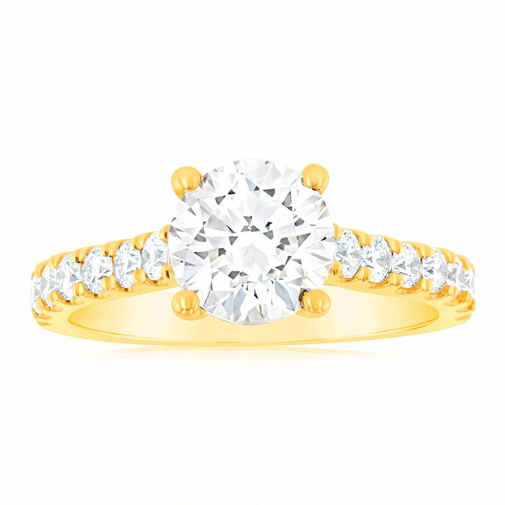 Luminesce Lab Grown  2 Carat Diamond Engagement Ring with 1.5 Carat Certified Centre Diamond in 18ct Yellow Gold