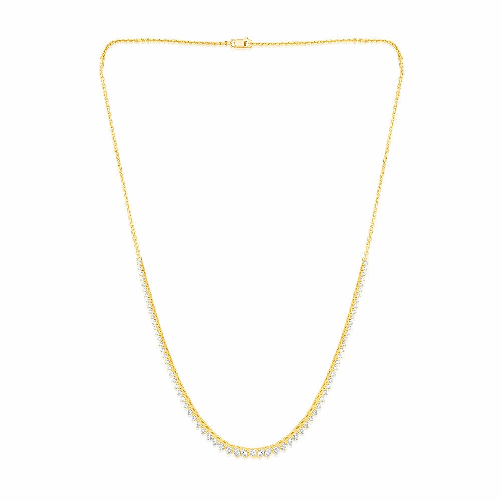 Luminesce Lab Grown 2 Carats Diamond Cable Chain Necklace in 9ct Yellow Gold