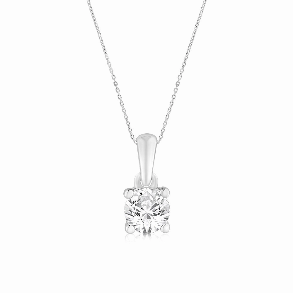 Luminesce Lab Grown 3/4 Carat Diamond Solitaire Pendant on 9ct White Gold Adjustable Chain