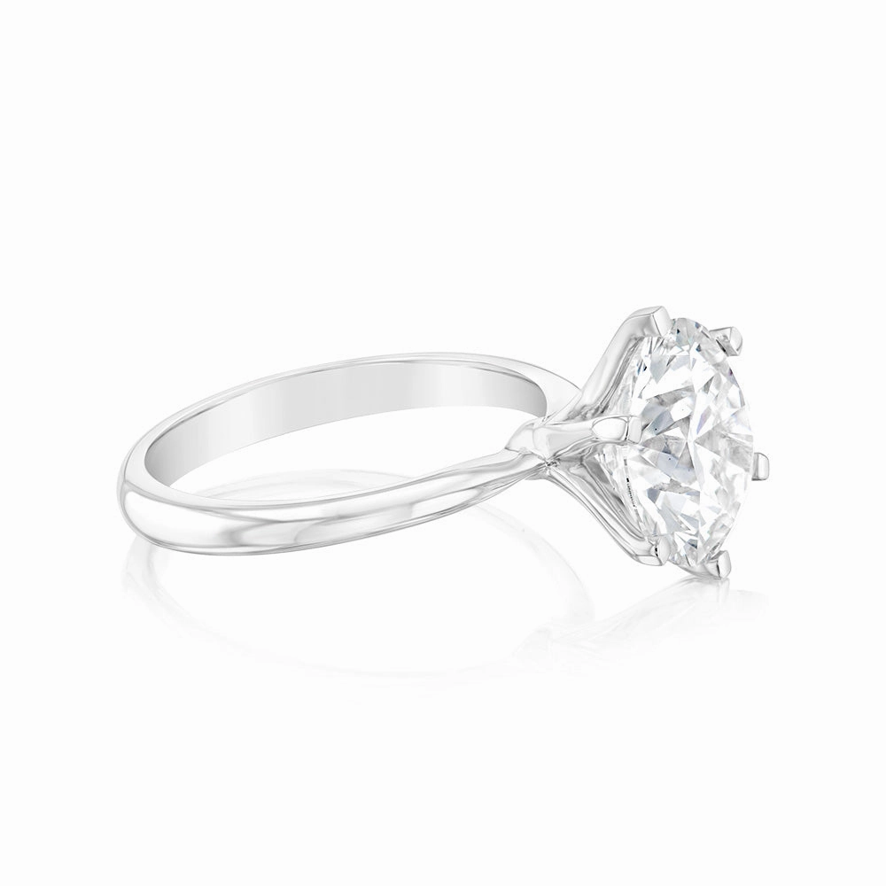 Luminesce Lab Grown 4Carat Certified Diamond Solitaire Ring in 18ct White Gold