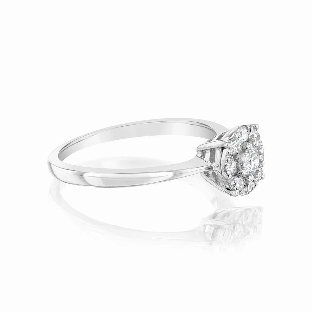 Luminesce Lab Grown 9ct White Gold 0.30 Carat Diamond Round Cluster Ring
