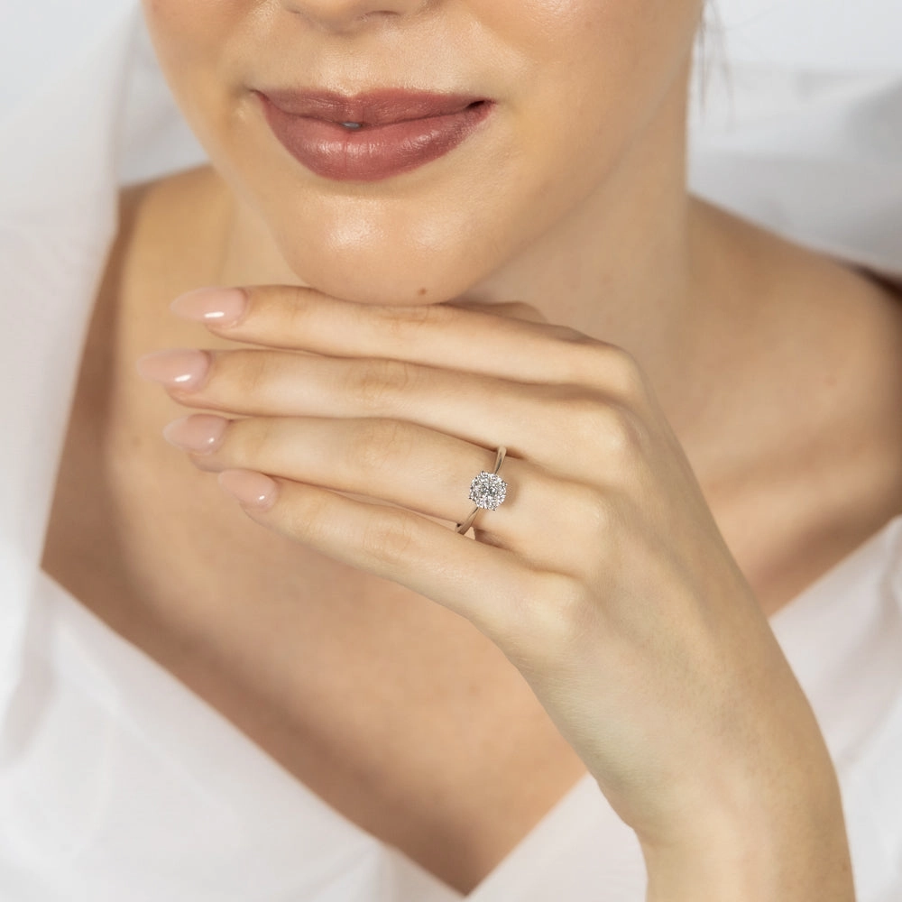 Luminesce Lab Grown 9ct White Gold 0.30 Carat Diamond Round Cluster Ring