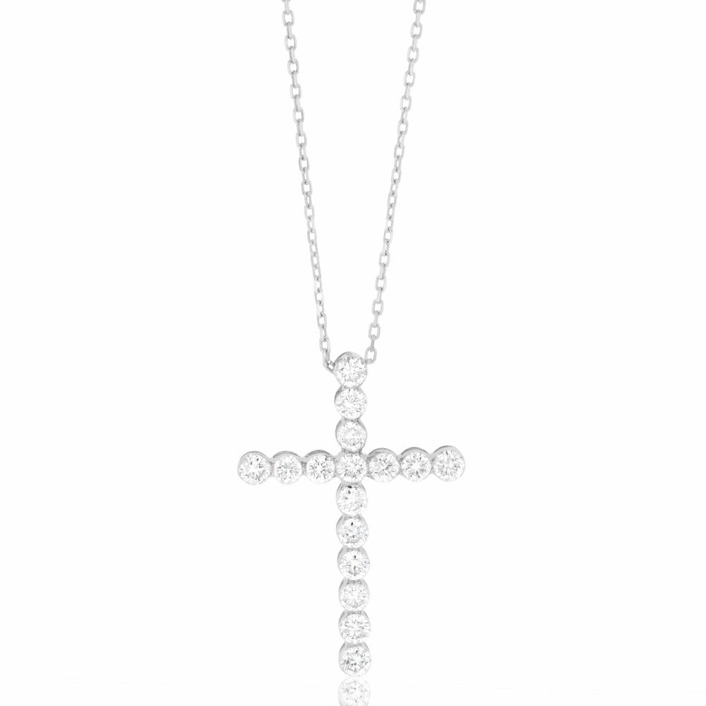 Luminesce Lab Grown 9ct White Gold 0.95 Carat Diamond Cross Pendant