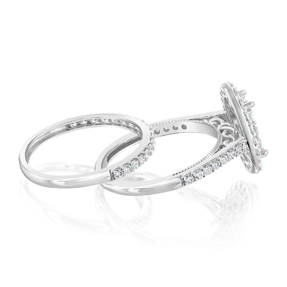 Luminesce Lab Grown 9ct White Gold 1.2 Carat Diamond Round Shaped Bridal Set