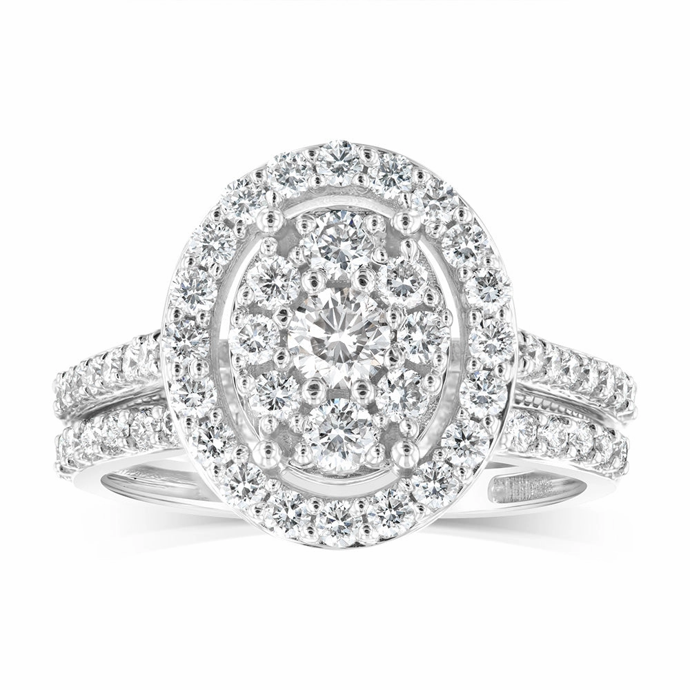 Luminesce Lab Grown 9ct White Gold 1.2 Carat Diamond Round Shaped Bridal Set