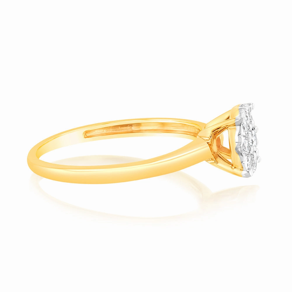 Luminesce Lab Grown 9ct Yellow Gold 0.30 Carat Diamond Flower Shaped Ring