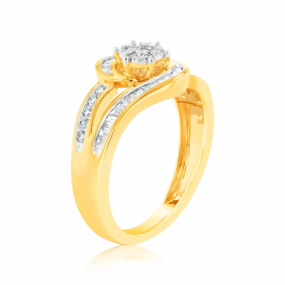 Luminesce Lab Grown 9ct Yellow Gold 0.30 Carat Diamond Wrap Around Ring in 51 Diamonds