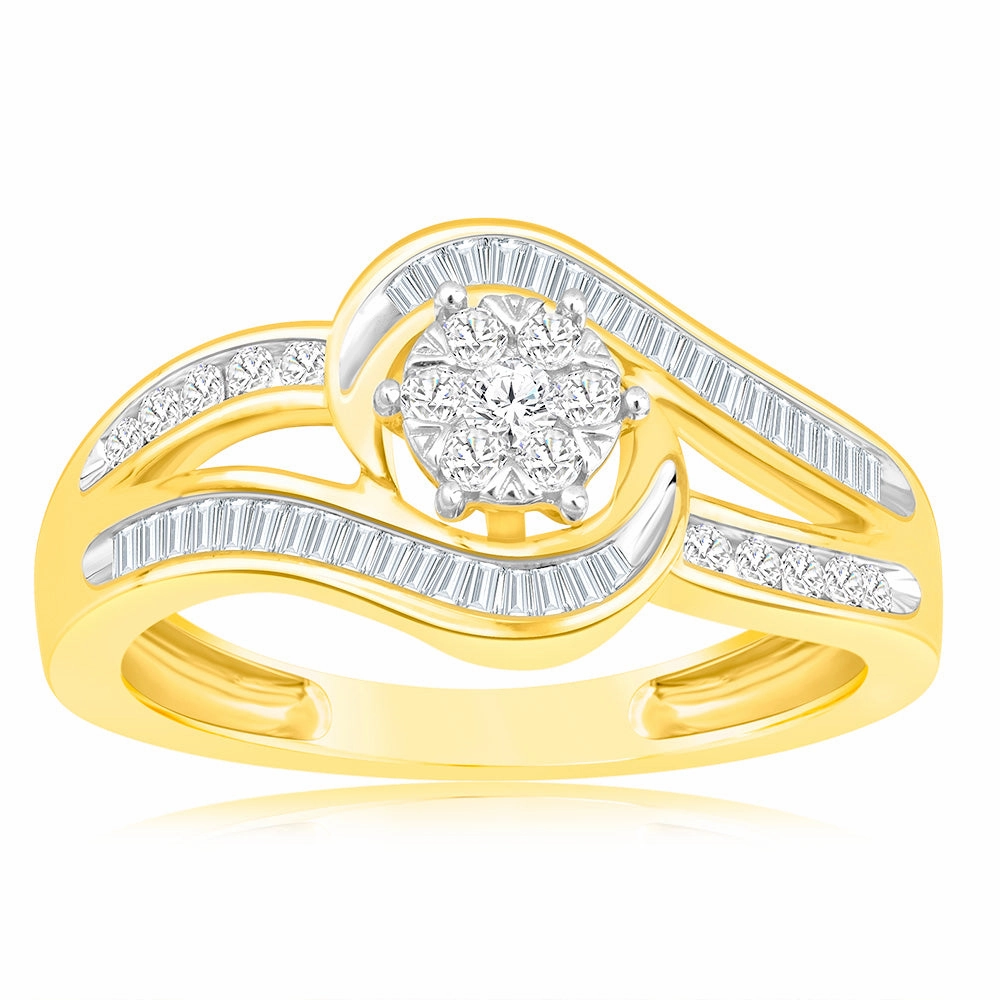 Luminesce Lab Grown 9ct Yellow Gold 0.30 Carat Diamond Wrap Around Ring in 51 Diamonds