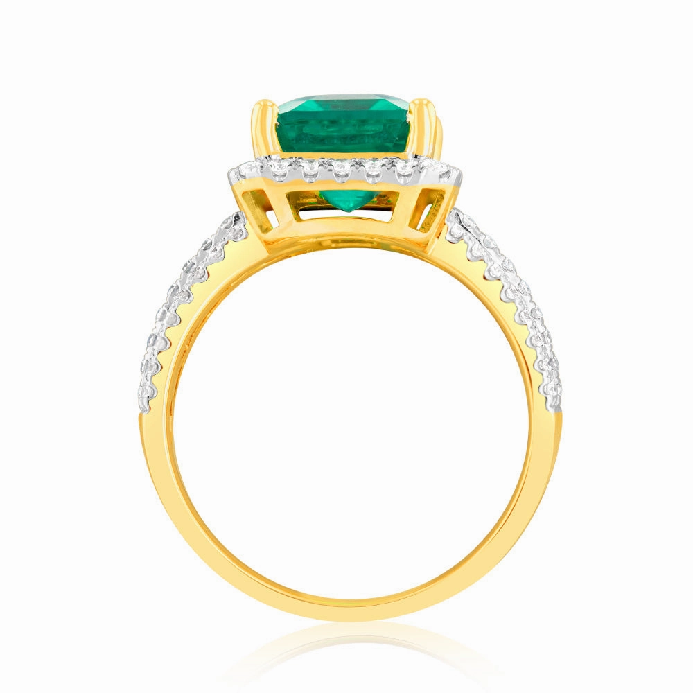 Luminesce Lab Grown 9ct Yellow Gold 0.45 Carat Diamond with 3.25ct Created Emerald