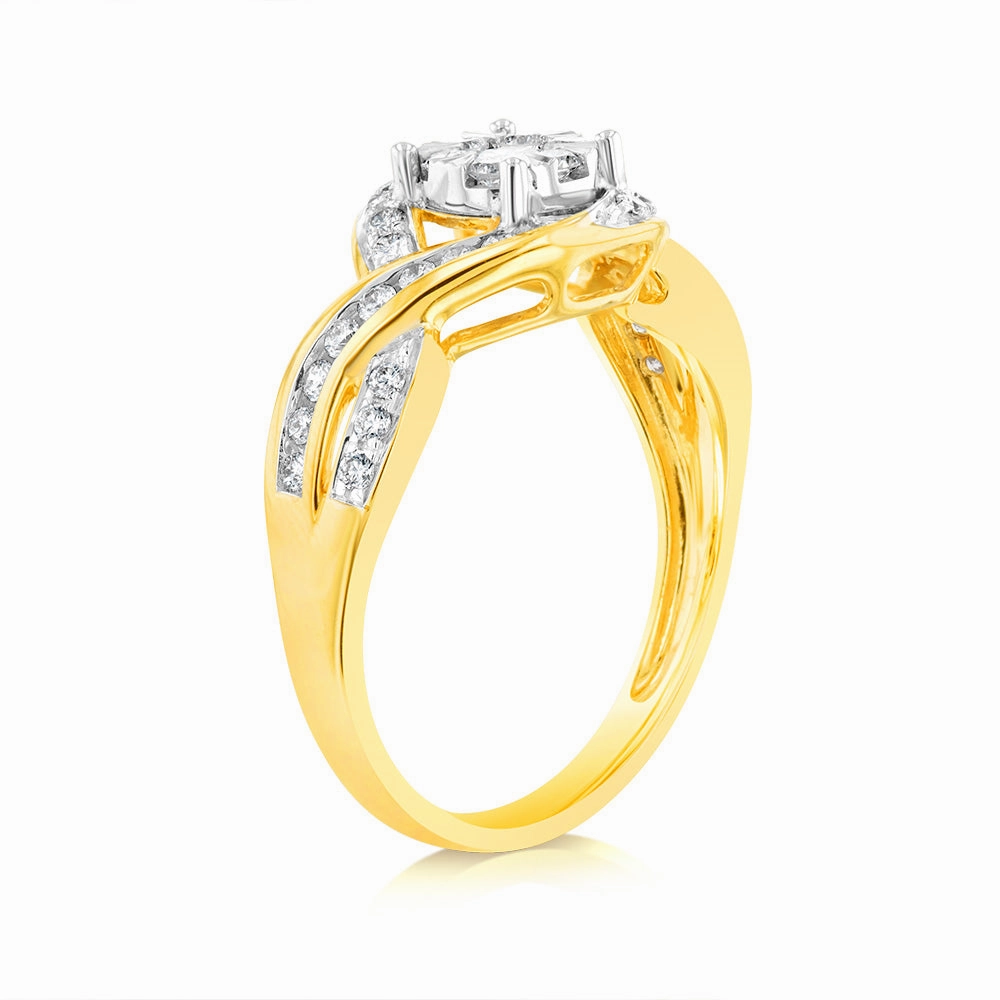 Luminesce Lab Grown 9ct Yellow Gold 0.66 Carat Bridal Set Diamond Ring Set