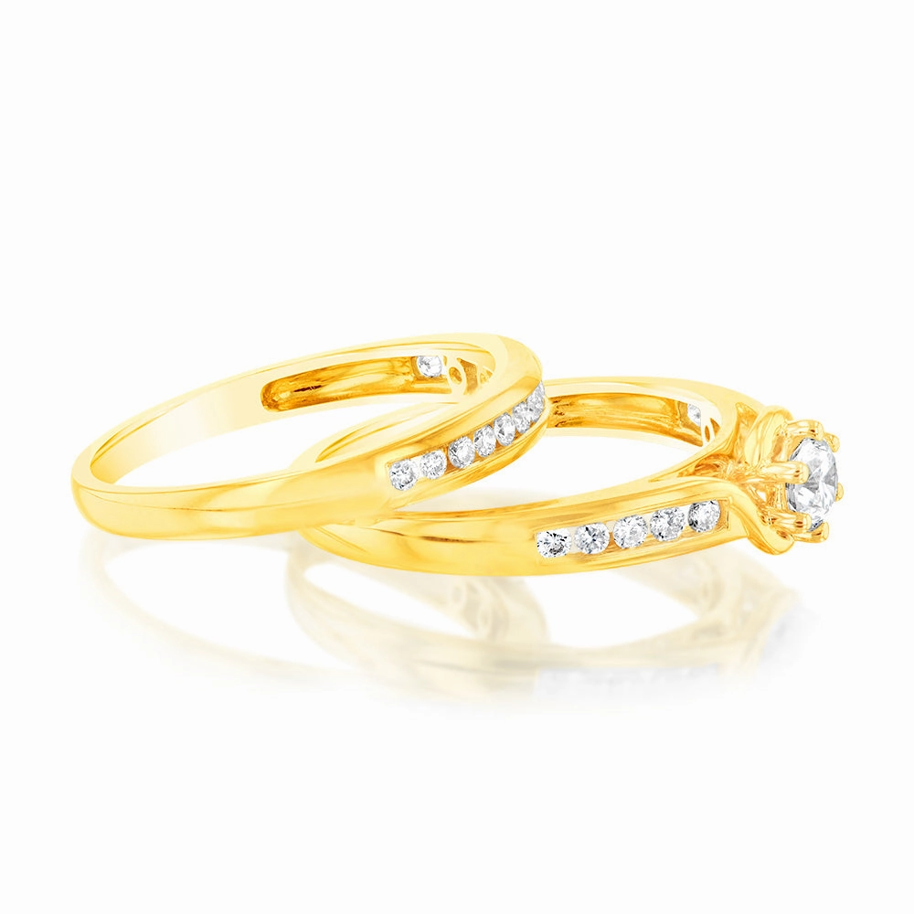 Luminesce Lab Grown 9ct Yellow Gold 1/2 Carat Diamond Bridal Ring Set