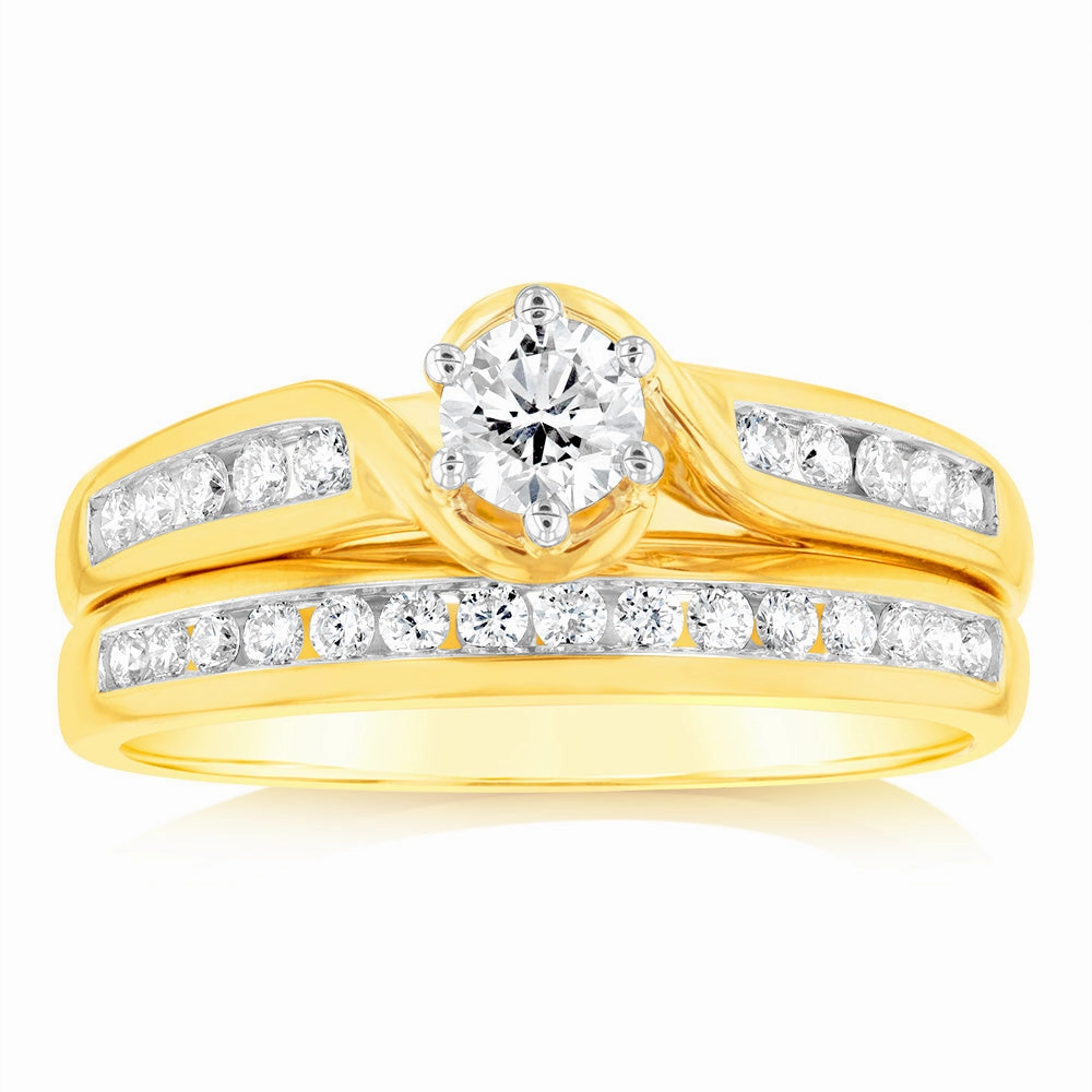 Luminesce Lab Grown 9ct Yellow Gold 1/2 Carat Diamond Bridal Ring Set